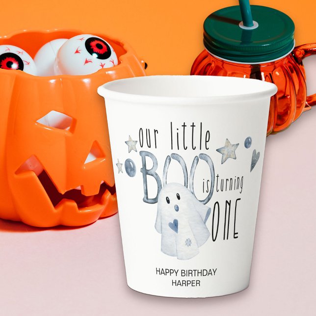 Gobelets En Papier Halloween Little Boo 1ère fête d'anniversaire (Halloween 1st Birthday Party paper cups)