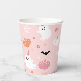 Gobelets En Papier Halloween mignon Dusty rose fantôme