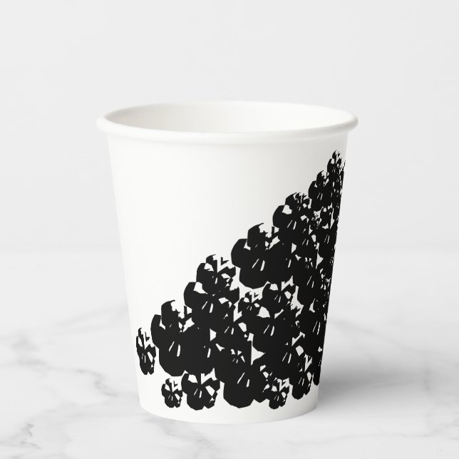 Gobelets En Papier Halloween noir et blanc Les crânes empilent éffray (Recto)
