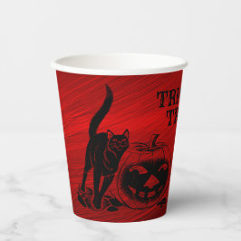 Gobelets En Papier Halloween Parti mal noir Chat Citrouille rouge peu