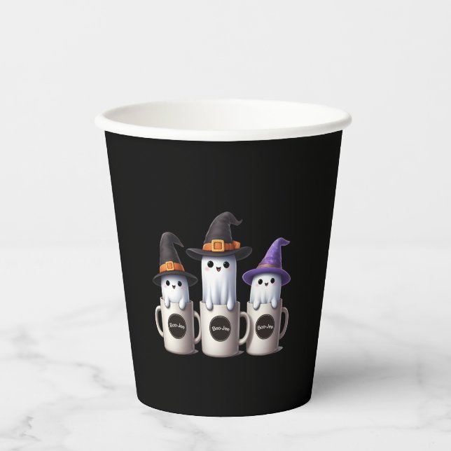 Gobelets En Papier Halloween - Trois mignons fantômes de boo-jee (Recto)