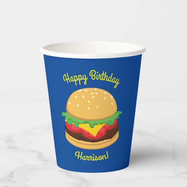 Gobelets En Papier Hamburger Anniversaire de fête Burger (Recto)