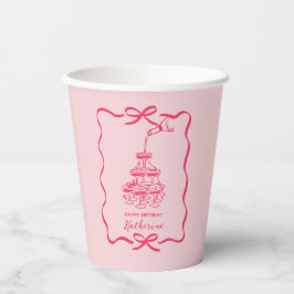 Gobelets En Papier Hand Drawn Scribble Pink Champagne Tower Birthday