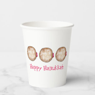 Gobelets En Papier Hanoukka Chanukah Fêtes juives Jelly Doughnut