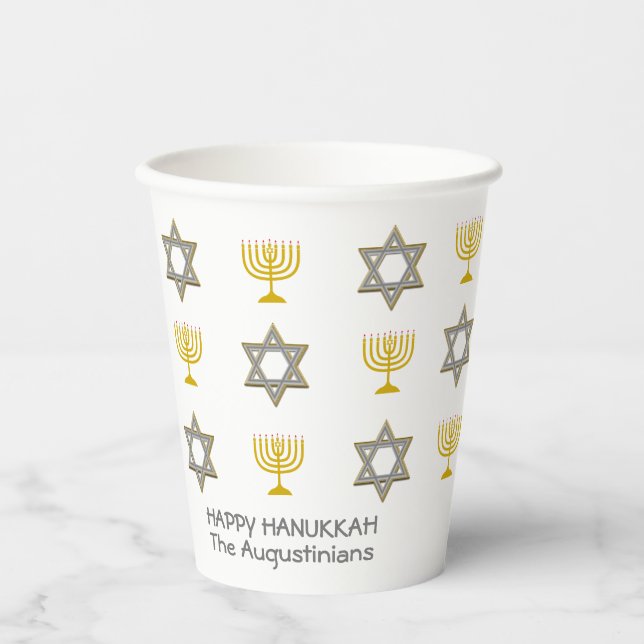 Gobelets En Papier Hanoukka personnalisée (Recto)