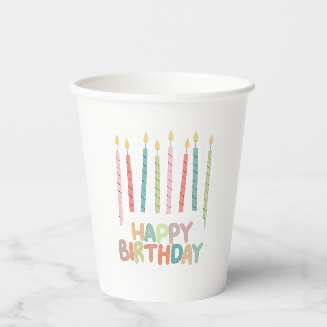 Gobelets En Papier Happy Birthday with Candles Paper Cup (Recto)