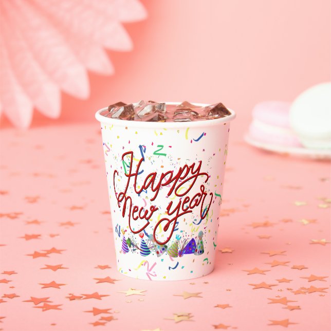 Gobelets En Papier Happy New Year - Gold Text (Insitu)
