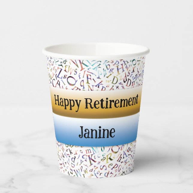 Gobelets En Papier Happy Retirement Custom Teacher Letter Scramble (Gauche)