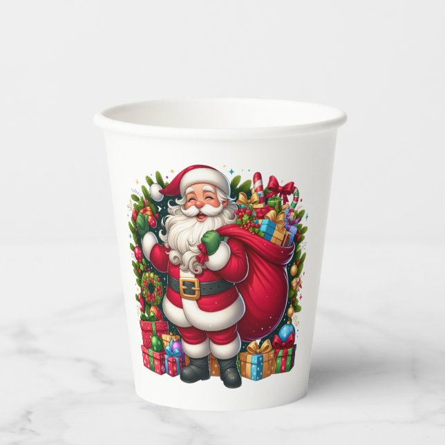 Gobelets En Papier Happy Santa Claus Christmas (Recto)