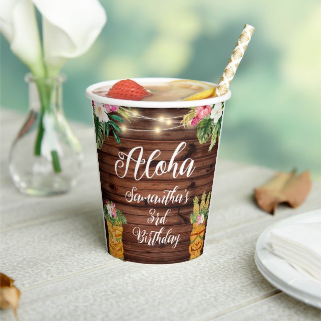 Gobelets En Papier Hawaiian Aloha Tropical Birthday Luau Party (Insitu)