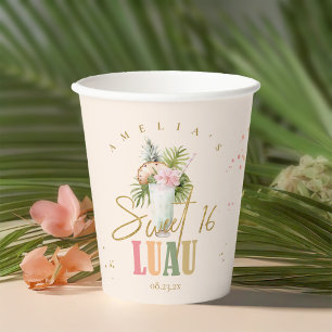 Gobelets En Papier Hawaiian Luau Sweet sixteen ID1092