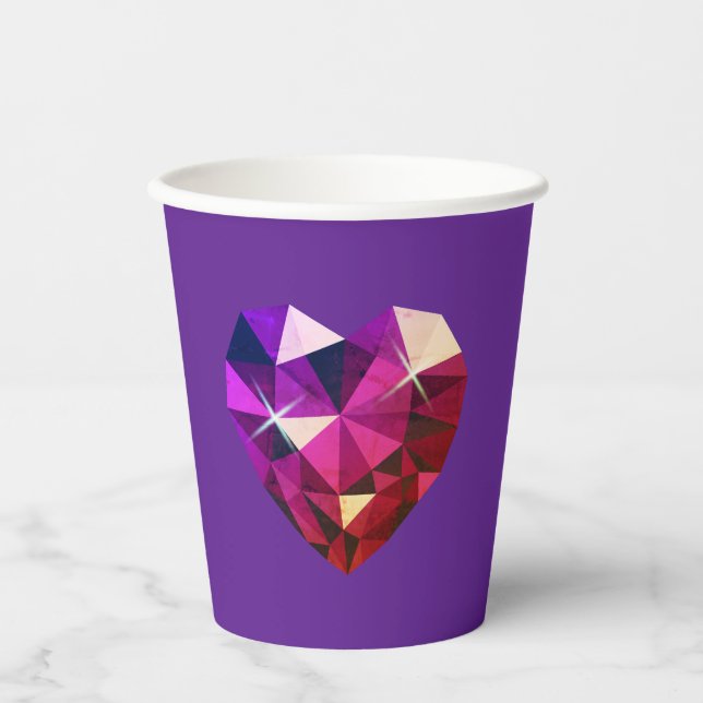 Gobelets En Papier Heart Gemstone Purple Paper Cups (Recto)
