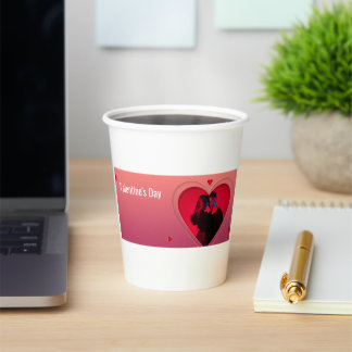 Gobelets En Papier Heart Of Love-Romantic Coupe Holding Hands Design