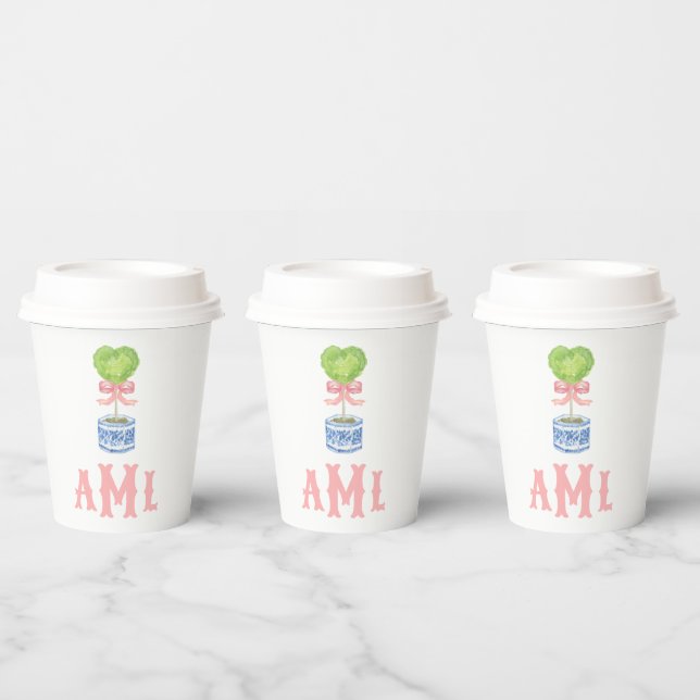 Gobelets En Papier Heart Topiary Garden | Monogramme (Multi)