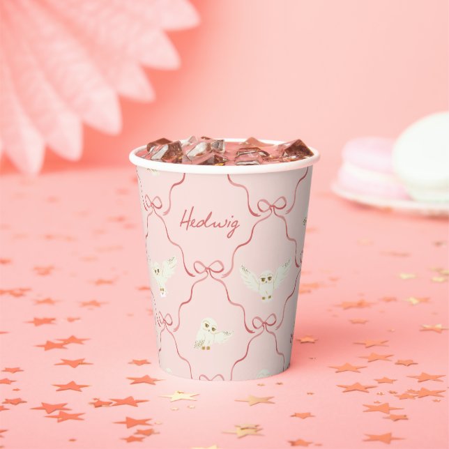 Gobelets En Papier Hedwig Pink Ribbon Pattern (Insitu)
