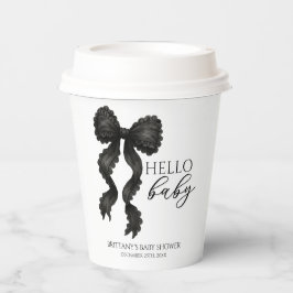 Gobelets En Papier Hello Baby Black Bow Baby shower moderne