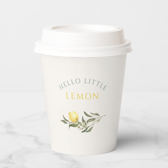 Gobelets En Papier Hello Little Lemon Citrus Baby Shower (Recto)