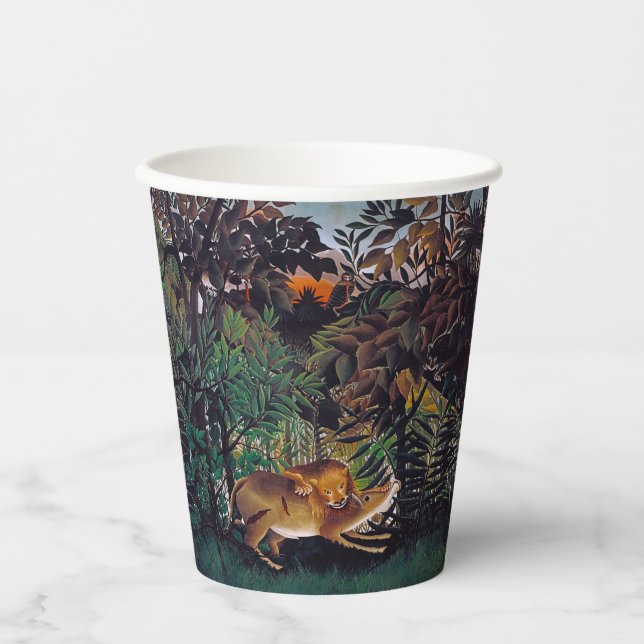 Gobelets En Papier Henri Rousseau - Le lion affamé (Recto)