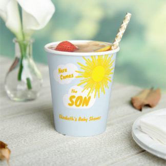 Gobelets En Papier Here Comes The Son Boy Baby Shower
