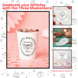 Gobelets En Papier Héros de mousquetaire joyeuse fête d'anniversaire 