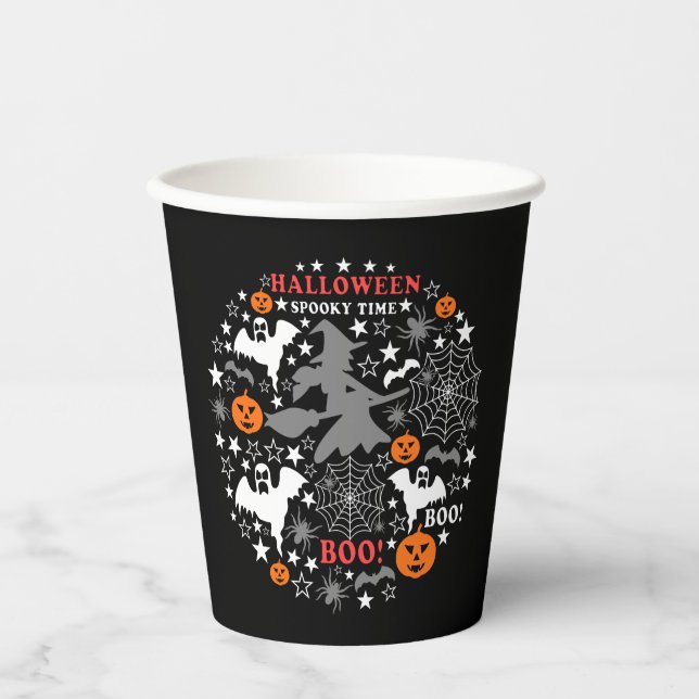 Gobelets En Papier Heure Éffrayante Halloween (Recto)