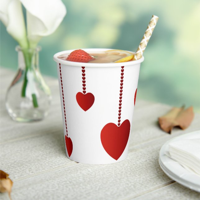 Gobelets En Papier Heureuse Sainte-Valentin de la coupe de papier Red (Insitu)