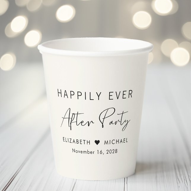 Gobelets En Papier Heureusement Jamais Après La Crème De Fête Récepti (Créateur téléchargé)