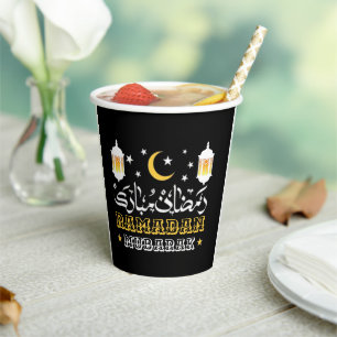 GOBELETS EN PAPIER HEUREUX RAMADAN MUBARAK KAREEM 2025