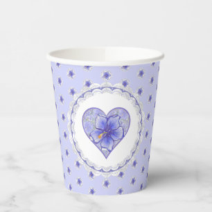 Gobelets En Papier Hibiscus & dentelle BLEU