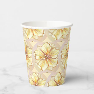 Gobelets En Papier Hibiscus & dentelle JAUNE