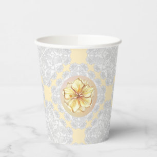 Gobelets En Papier Hibiscus & dentelle JAUNE