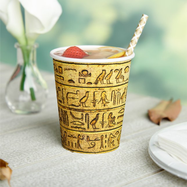 Gobelets En Papier Hiéroglyphes égyptiens anciens Coupe de papier jau (Insitu)