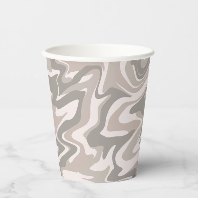 Gobelets En Papier Hippie les années 70 Gris Marbre Liquide Swirl Boh (Recto)