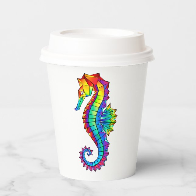 Gobelets En Papier Hippocampe polygonal arc-en-ciel (Recto)