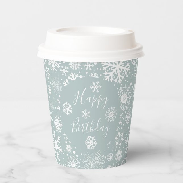 Gobelets En Papier Hiver Anniversaire Coupes de papier Joyeux Anniver (Recto)