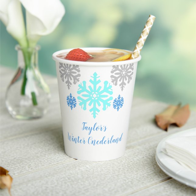 Gobelets En Papier Hiver Onederland 1er Anniversaire Coupes de papier (Insitu)