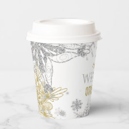 Gobelets En Papier Hiver Onederland Anniversaire Silver Gold Snowflak