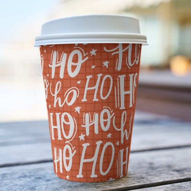 Gobelets En Papier Ho Ho Ho Christmas Holiday Chic Café moderne (Créateur téléchargé)