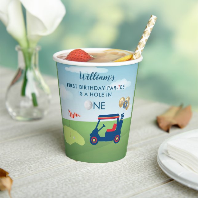 Gobelets En Papier Hole In One Boy Golf Par tee 1er Anniversaire (Insitu)