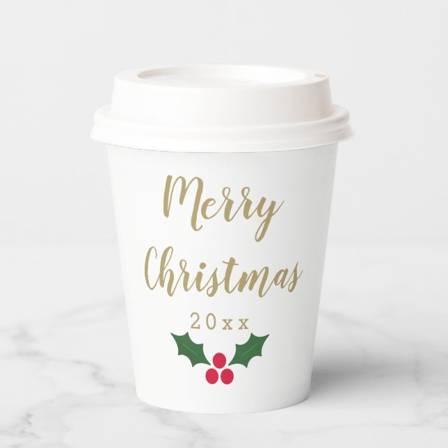 Gobelets En Papier Holly Joyeux Noël 2023 (Recto)