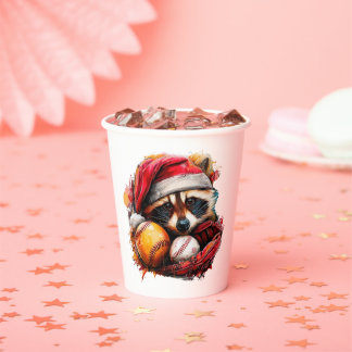 Gobelets En Papier Home-Run Raccoon Ballgame Paper Cup