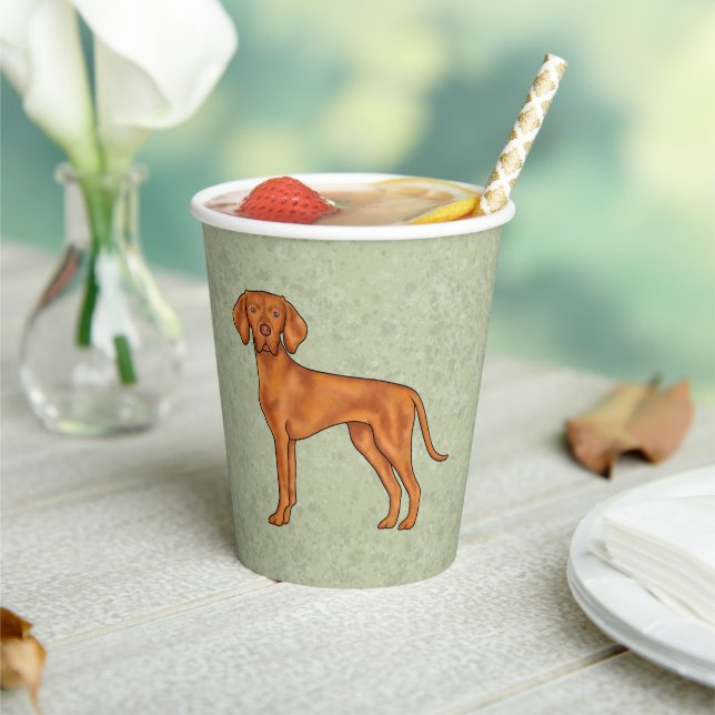 Gobelets En Papier Hongrois Vizsla Pointeur Dessin Chien Dessin Vert (Insitu)