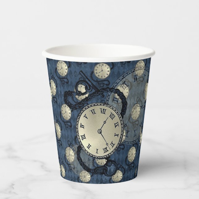 Gobelets En Papier Horloge à vapeur gothique (Recto)