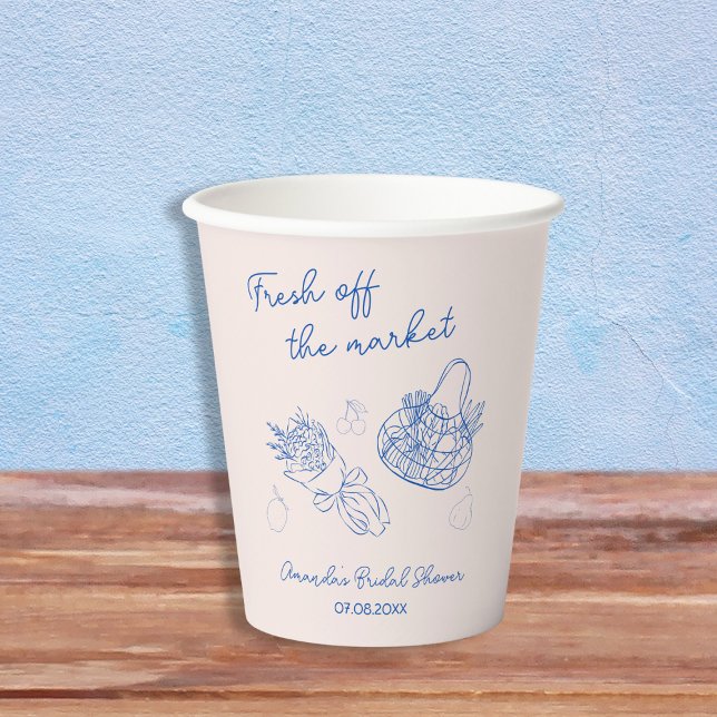 Gobelets En Papier Hors du Marché  Mariage Fait Main à la Main Doodle (Off The Market Doodle Hand Drawn Bridal Shower Paper Cups)