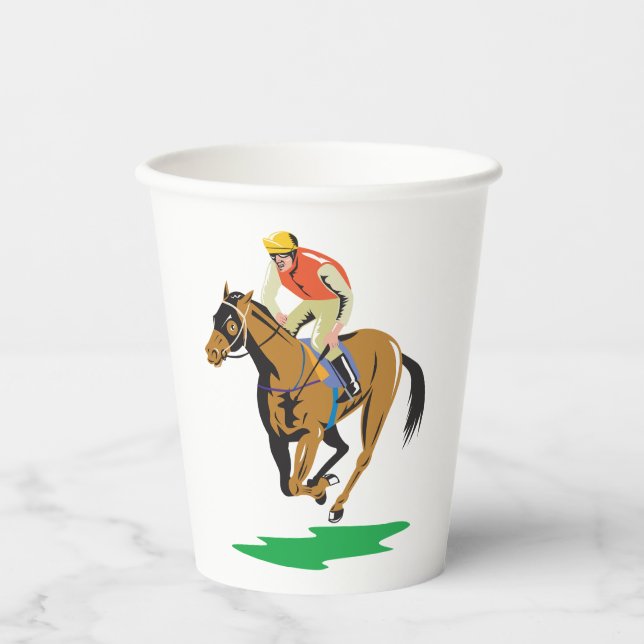 Gobelets En Papier Horse Racing Jockey Galloping (Recto)