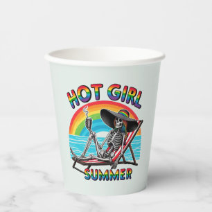 Gobelets En Papier Hot Girl Summer Skeleton Retro Beach Design