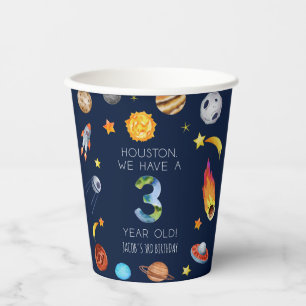 Gobelets En Papier Houston We Have A 3 Year Old Fête d'anniversaire d