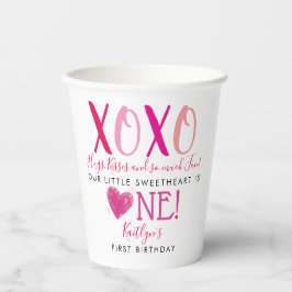 Gobelets En Papier Hugs & Kisses (XOXO) Valentine's Day 1st Birthday