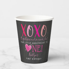 Gobelets En Papier Hugs & Kisses (XOXO) Valentine's Day 1st Birthday