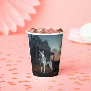 Gobelets En Papier Husky sibérien Halloween Épouvantable